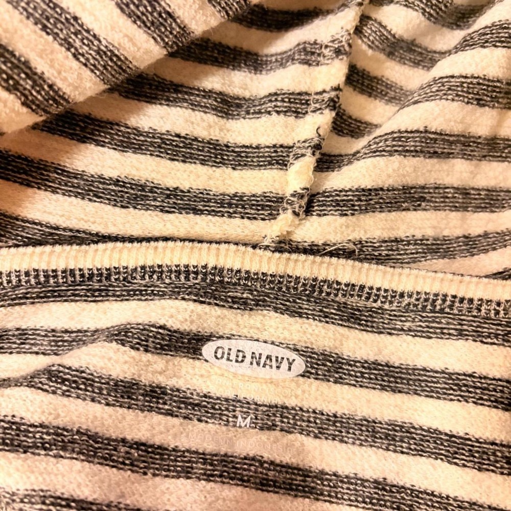 Y2K Scene Old Navy Striped French Terry Hoodie Sweatshirt #10 - Picture 3 of 3